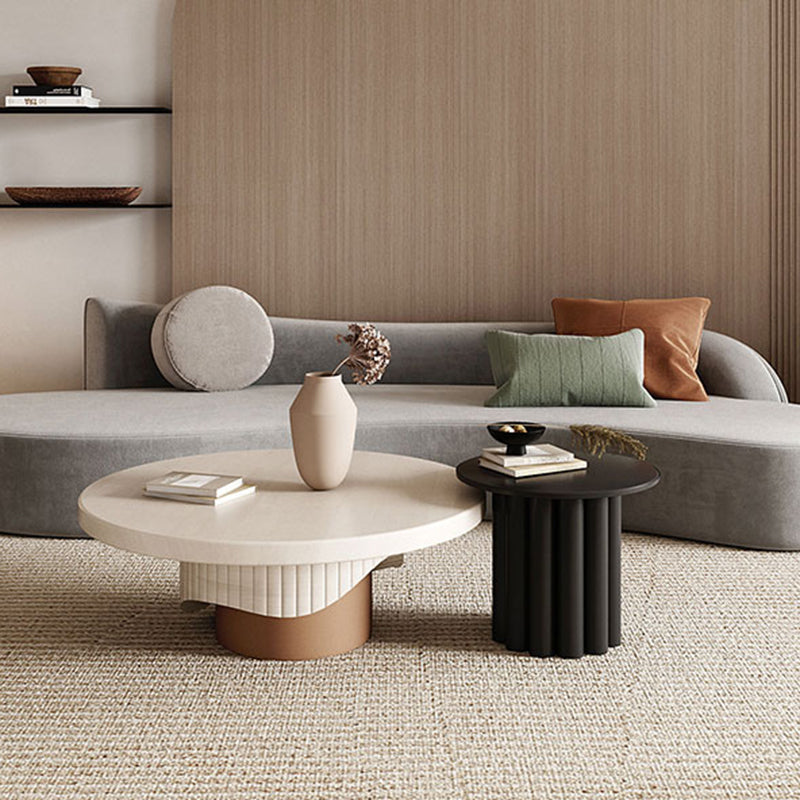 Nordic Wood Pedestal Coffee Table Macaroon Round Nesting Coffee Table