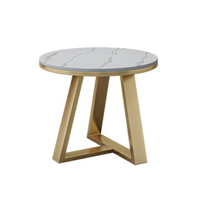 Geometric Stone Top Coffee Table in White of 17.7"/19.7" High