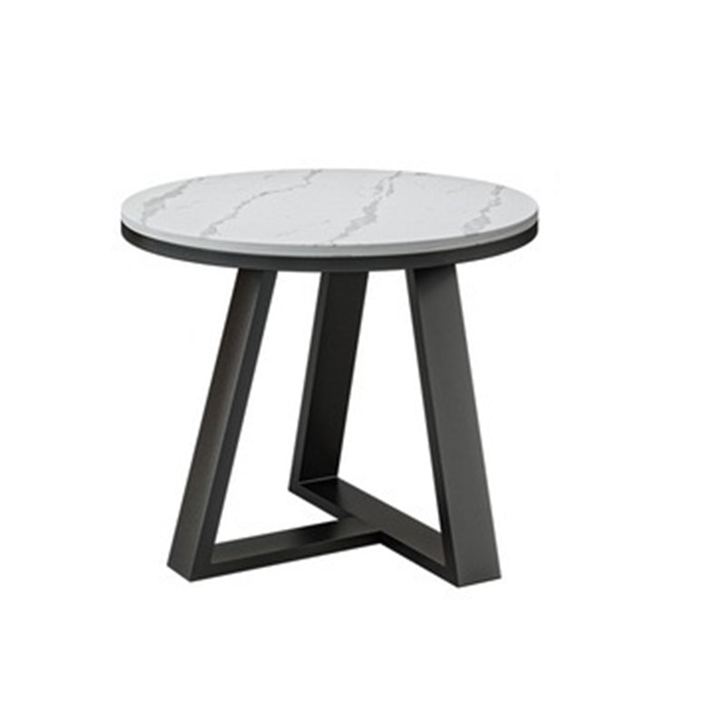 Geometric Stone Top Coffee Table in White of 17.7"/19.7" High
