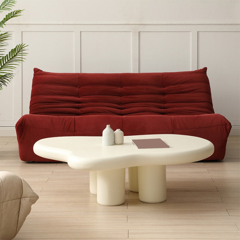 Nordic Wooden 4 Legs Coffee Table, Wooden Cloud Cocktail Table in White/Black/Beige