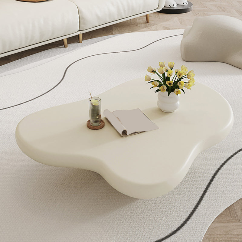 Nordic Wooden 4 Legs Coffee Table, Wooden Cloud Cocktail Table in White/Black/Beige