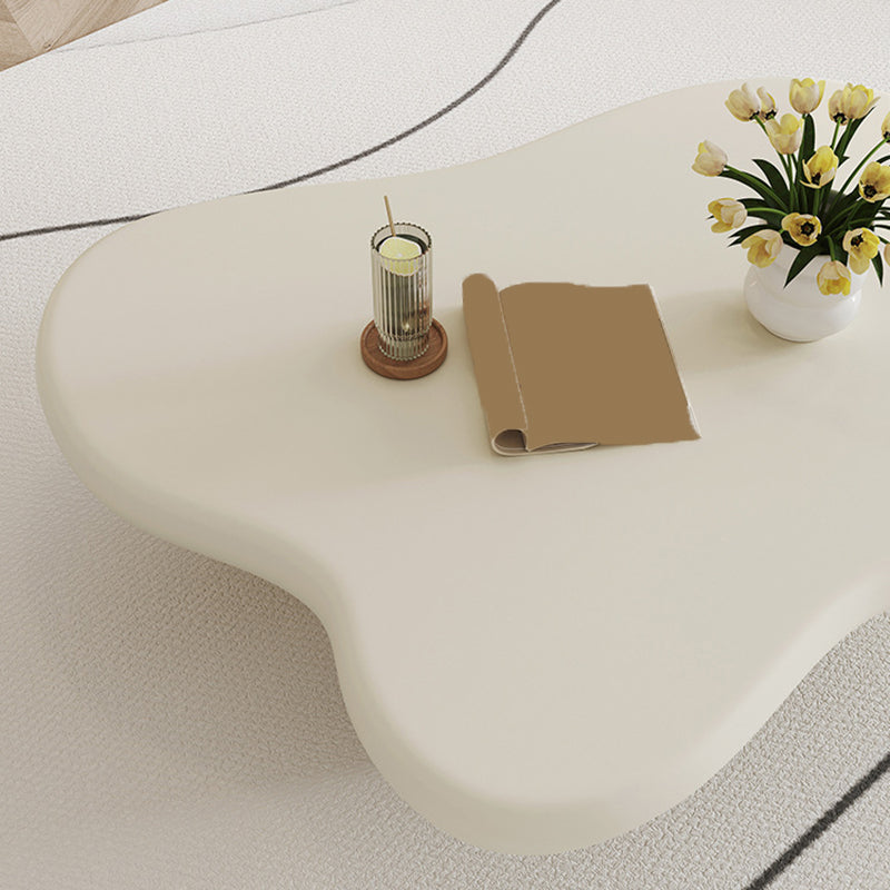 Nordic Wooden 4 Legs Coffee Table, Wooden Cloud Cocktail Table in White/Black/Beige