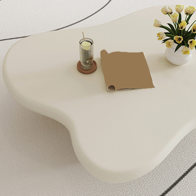 Nordic Wooden 4 Legs Coffee Table, Wooden Cloud Cocktail Table in White/Black/Beige