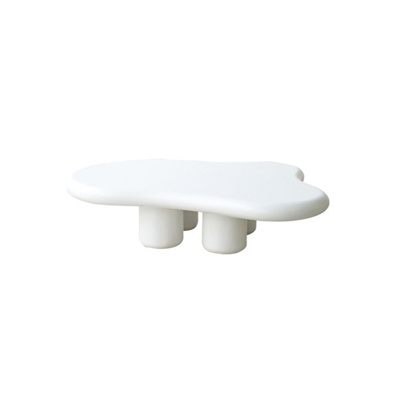 Nordic Wooden 4 Legs Coffee Table, Wooden Cloud Cocktail Table in White/Black/Beige