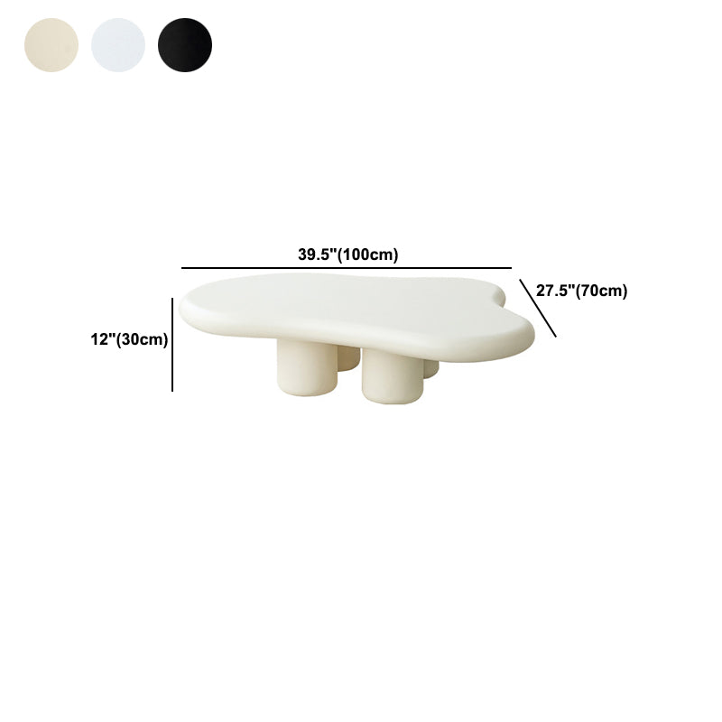 Nordic Wooden 4 Legs Coffee Table, Wooden Cloud Cocktail Table in White/Black/Beige