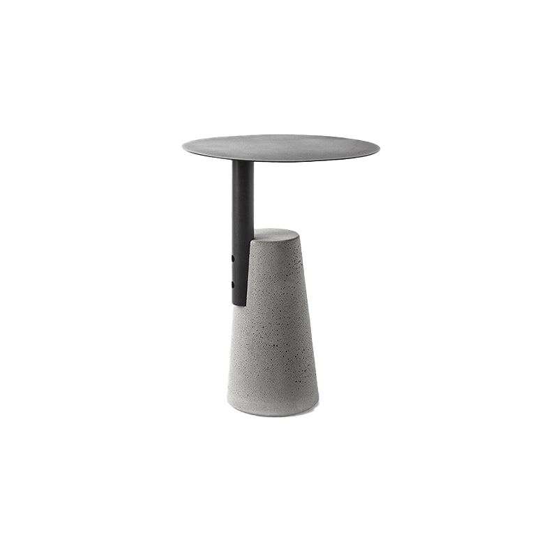 Round 1 Single Coffee Table Metal Cocktail Table with Cement Pedestal