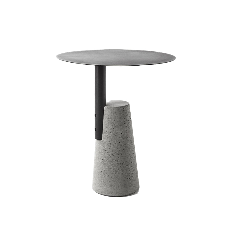 Round 1 Single Coffee Table Metal Cocktail Table with Cement Pedestal