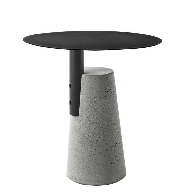 Round 1 Single Coffee Table Metal Cocktail Table with Cement Pedestal