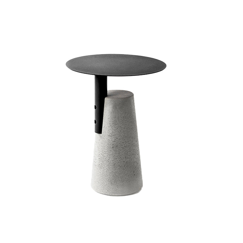 Round 1 Single Coffee Table Metal Cocktail Table with Cement Pedestal