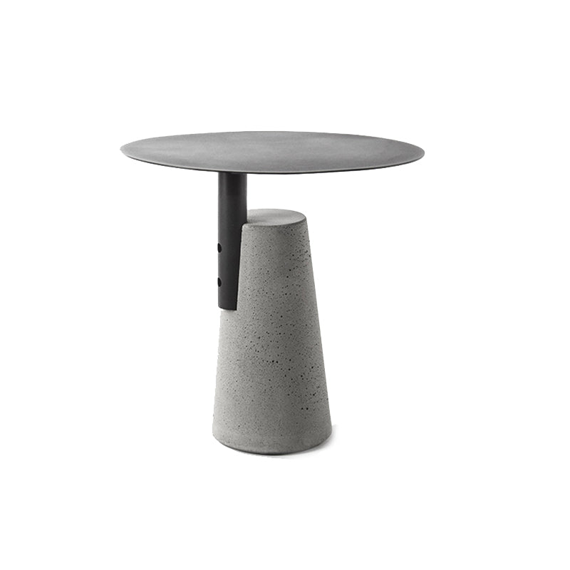 Round 1 Single Coffee Table Metal Cocktail Table with Cement Pedestal