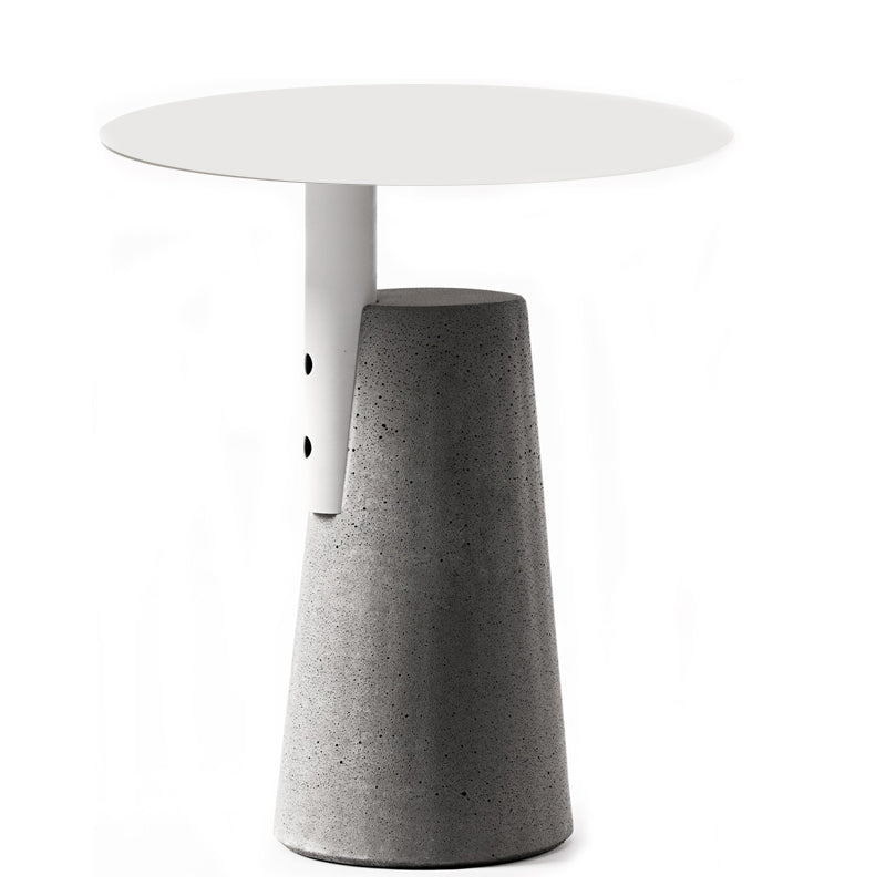 Round 1 Single Coffee Table Metal Cocktail Table with Cement Pedestal