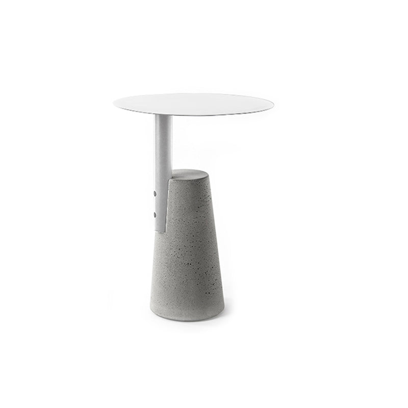 Round 1 Single Coffee Table Metal Cocktail Table with Cement Pedestal