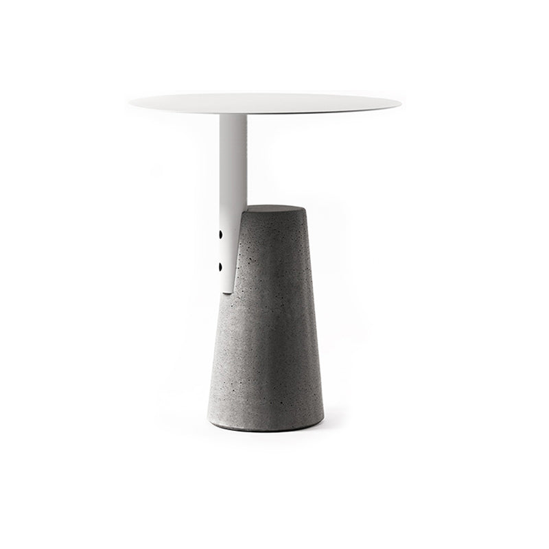 Round 1 Single Coffee Table Metal Cocktail Table with Cement Pedestal