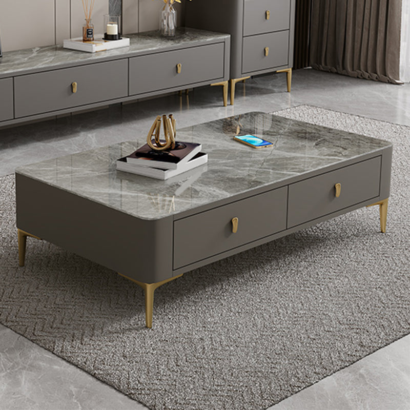 47.2" W x 25.6" D x 16.14" H Stone Coffee Table 4 Legs Cocktail Table