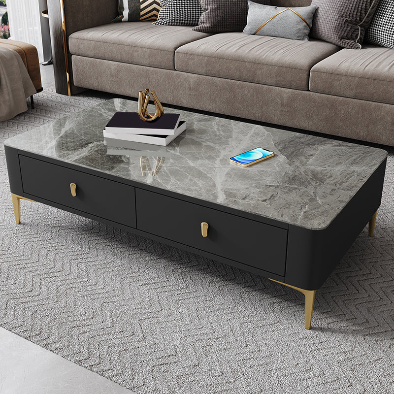 47.2" W x 25.6" D x 16.14" H Stone Coffee Table 4 Legs Cocktail Table