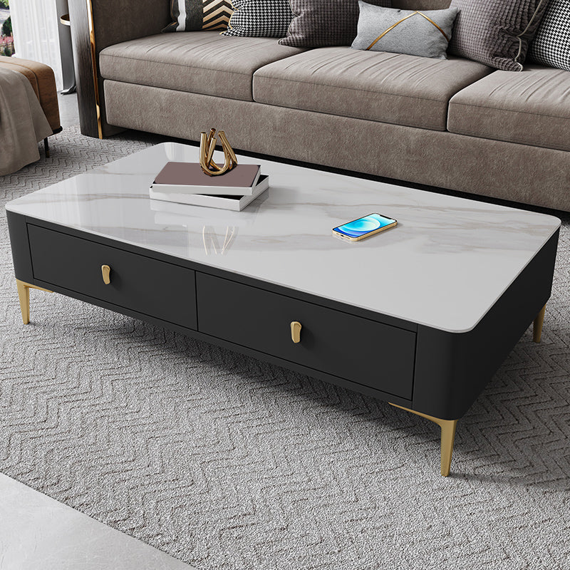 47.2" W x 25.6" D x 16.14" H Stone Coffee Table 4 Legs Cocktail Table