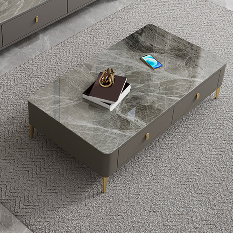 47.2" W x 25.6" D x 16.14" H Stone Coffee Table 4 Legs Cocktail Table