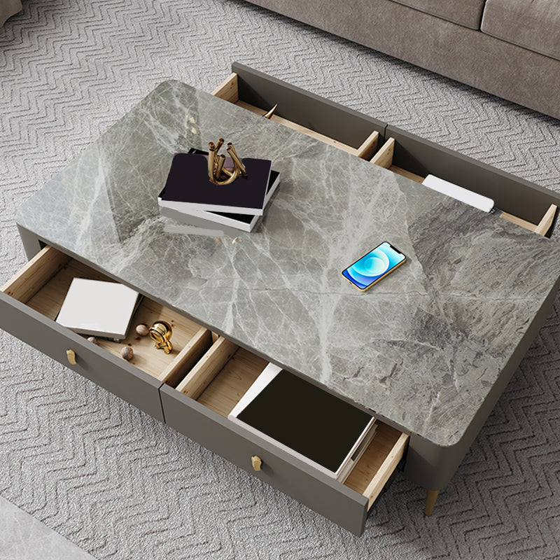 47.2" W x 25.6" D x 16.14" H Stone Coffee Table 4 Legs Cocktail Table