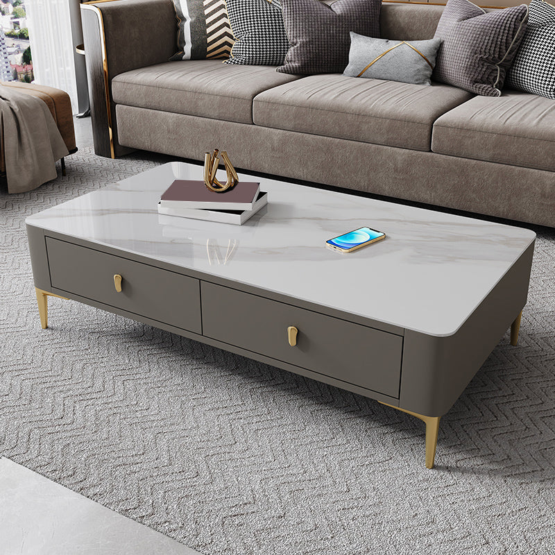 47.2" W x 25.6" D x 16.14" H Stone Coffee Table 4 Legs Cocktail Table