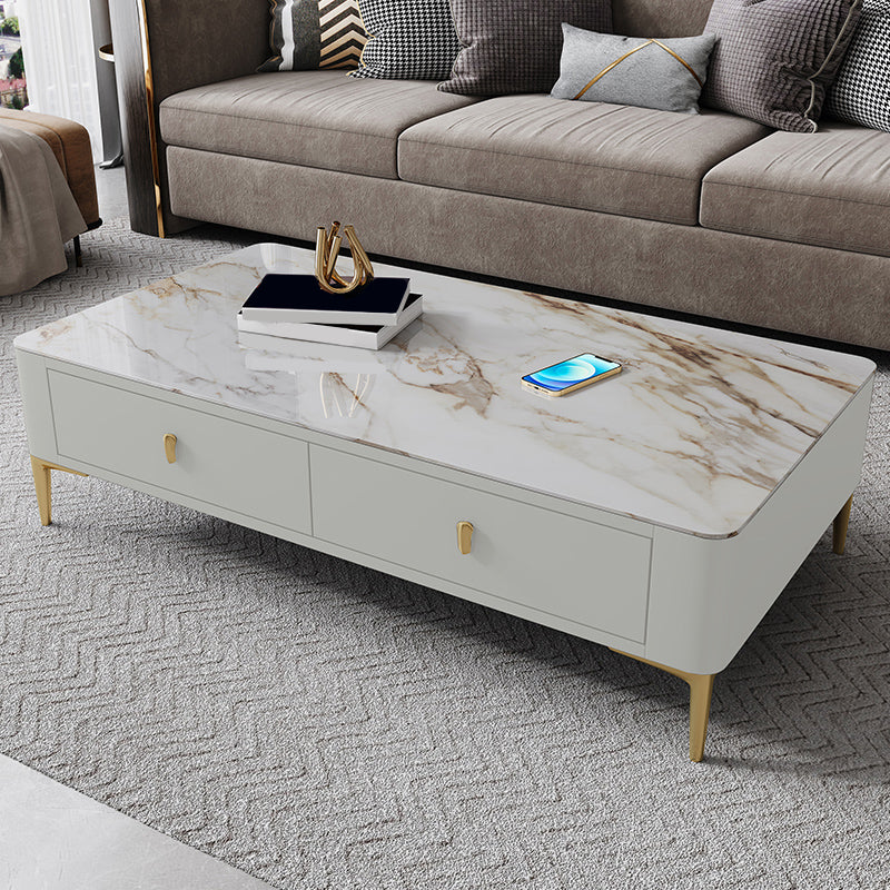 47.2" W x 25.6" D x 16.14" H Stone Coffee Table 4 Legs Cocktail Table