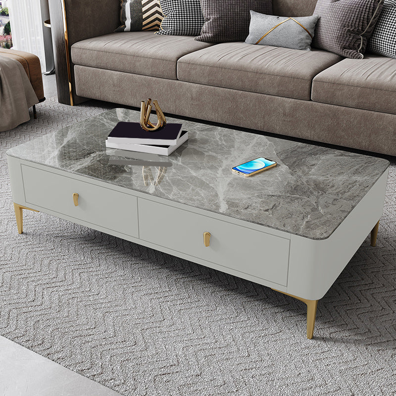 47.2" W x 25.6" D x 16.14" H Stone Coffee Table 4 Legs Cocktail Table