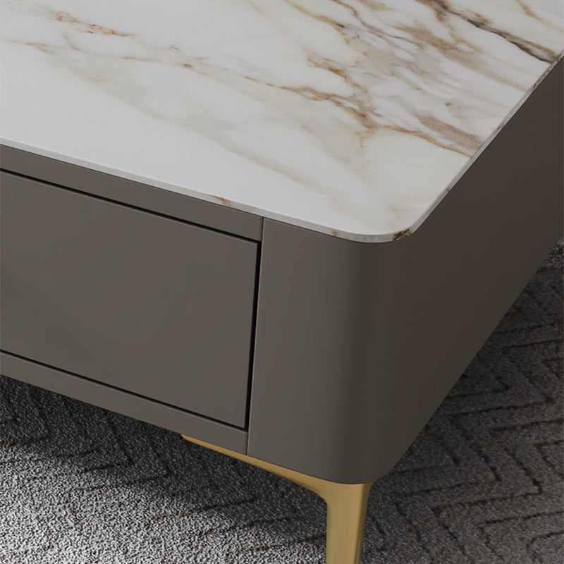 47.2" W x 25.6" D x 16.14" H Stone Coffee Table 4 Legs Cocktail Table