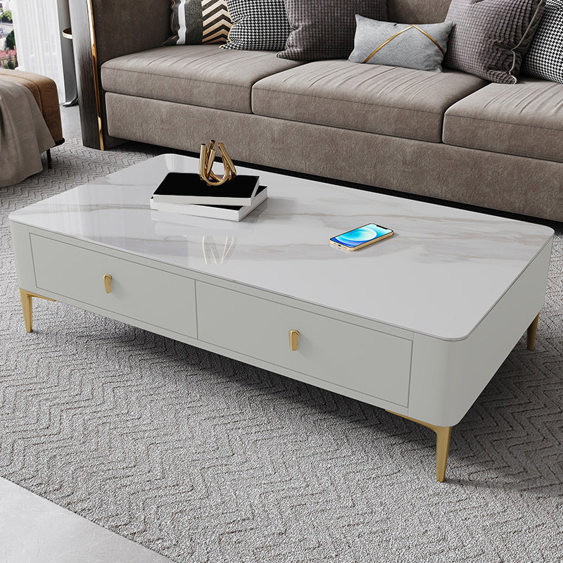 47.2" W x 25.6" D x 16.14" H Stone Coffee Table 4 Legs Cocktail Table