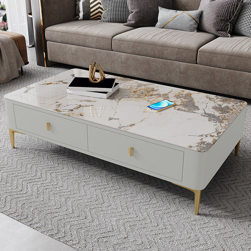 47.2" W x 25.6" D x 16.14" H Stone Coffee Table 4 Legs Cocktail Table