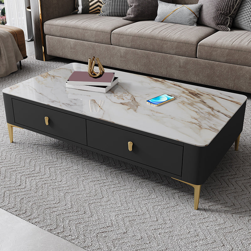 47.2" W x 25.6" D x 16.14" H Stone Coffee Table 4 Legs Cocktail Table