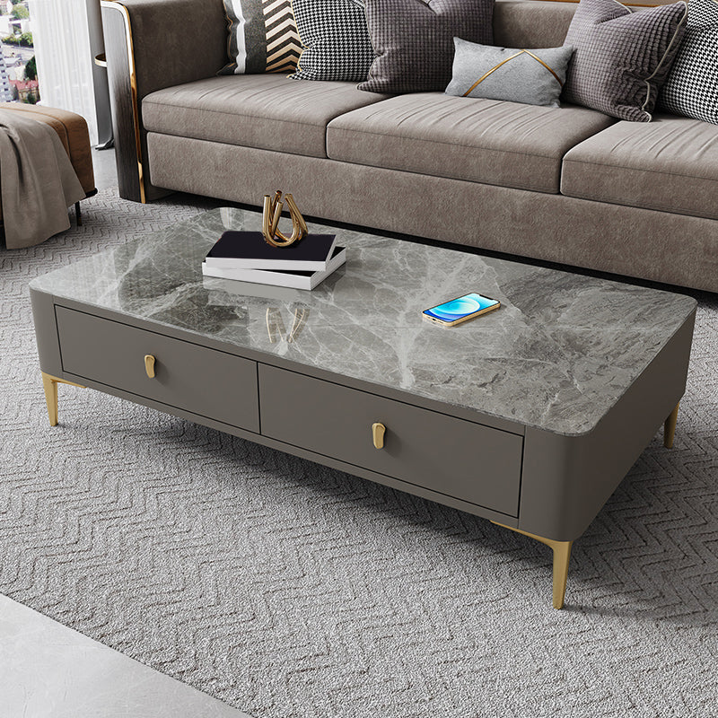 47.2" W x 25.6" D x 16.14" H Stone Coffee Table 4 Legs Cocktail Table