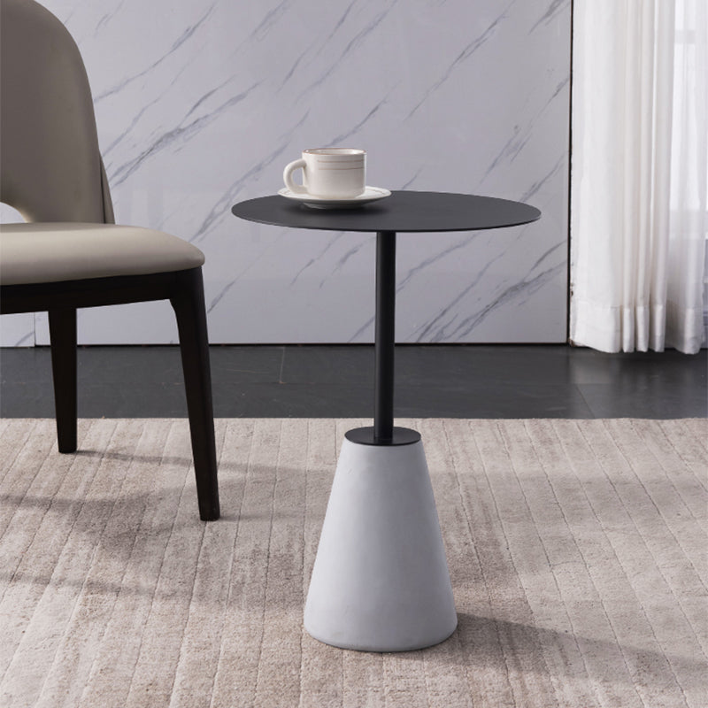 Pedestal 1 Single Coffee Table Mid-Century Modern Cocktail Table with Metal Top