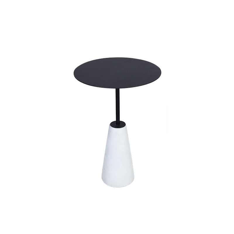 Pedestal 1 Single Coffee Table Mid-Century Modern Cocktail Table with Metal Top