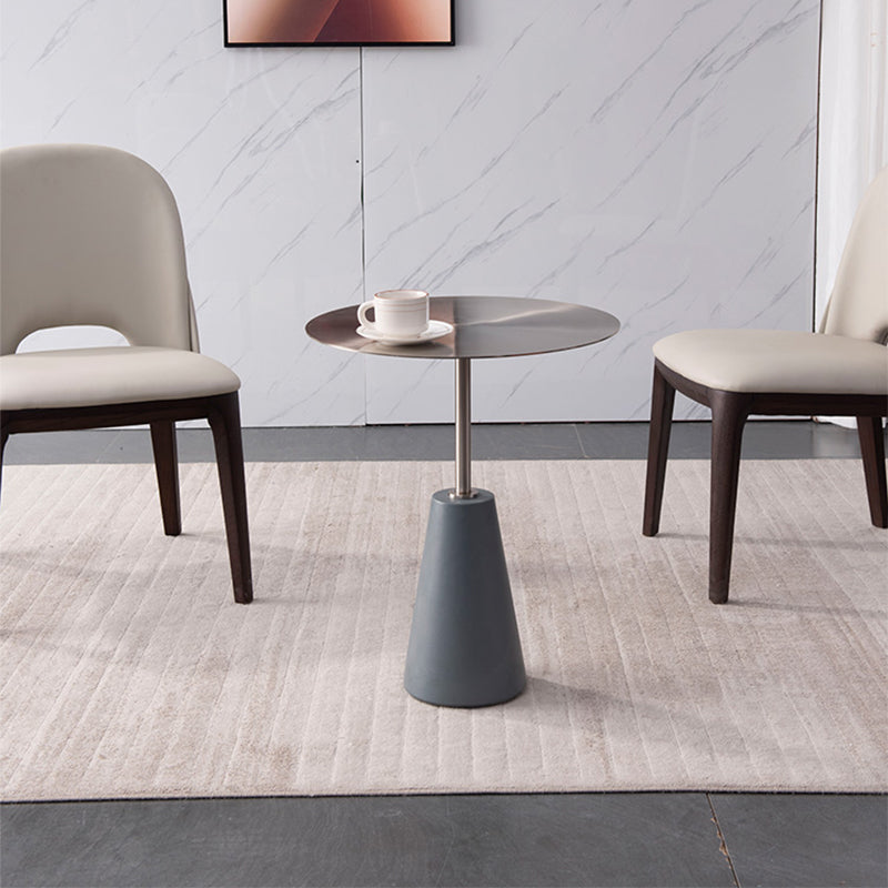 Pedestal 1 Single Coffee Table Mid-Century Modern Cocktail Table with Metal Top