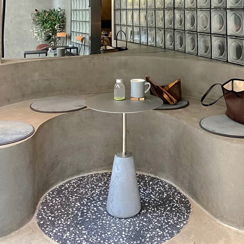 Pedestal 1 Single Coffee Table Mid-Century Modern Cocktail Table with Metal Top