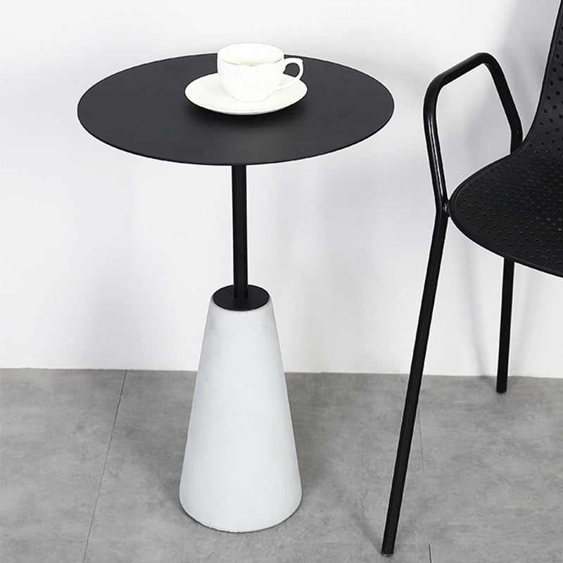 Pedestal 1 Single Coffee Table Mid-Century Modern Cocktail Table with Metal Top