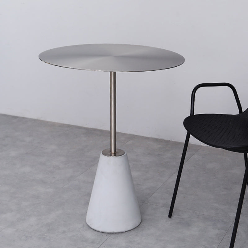 Pedestal 1 Single Coffee Table Mid-Century Modern Cocktail Table with Metal Top