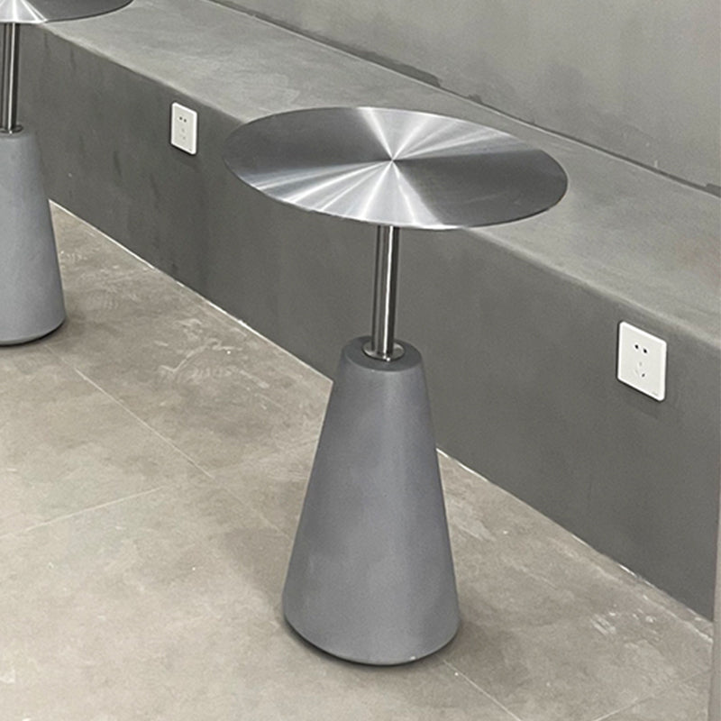 Pedestal 1 Single Coffee Table Mid-Century Modern Cocktail Table with Metal Top