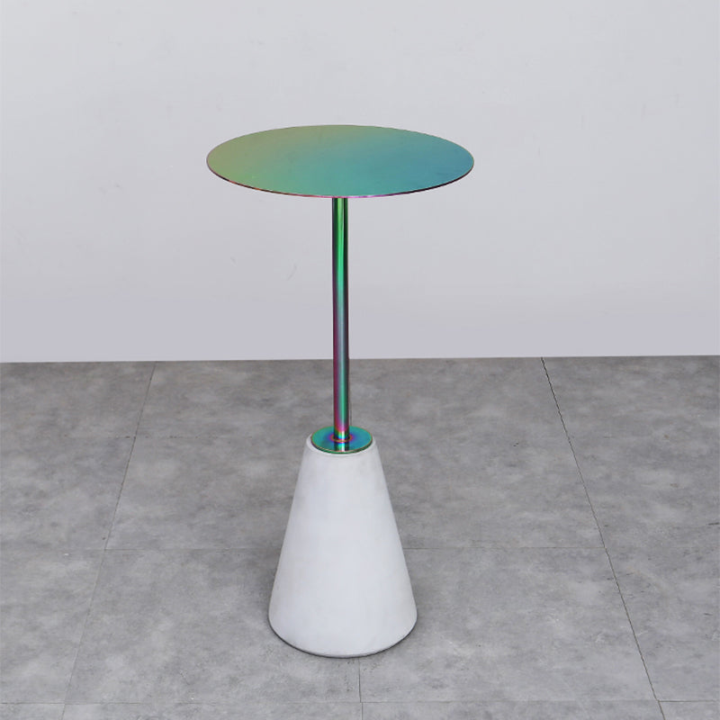 Pedestal 1 Single Coffee Table Mid-Century Modern Cocktail Table with Metal Top