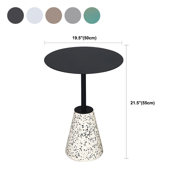 Pedestal 1 Single Coffee Table Mid-Century Modern Cocktail Table with Metal Top