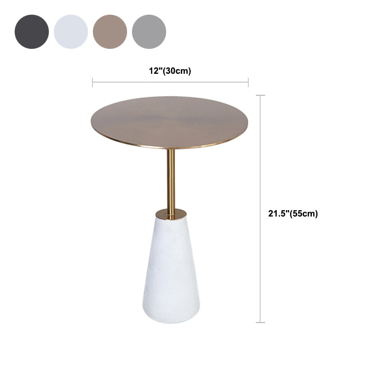 Pedestal 1 Single Coffee Table Mid-Century Modern Cocktail Table with Metal Top