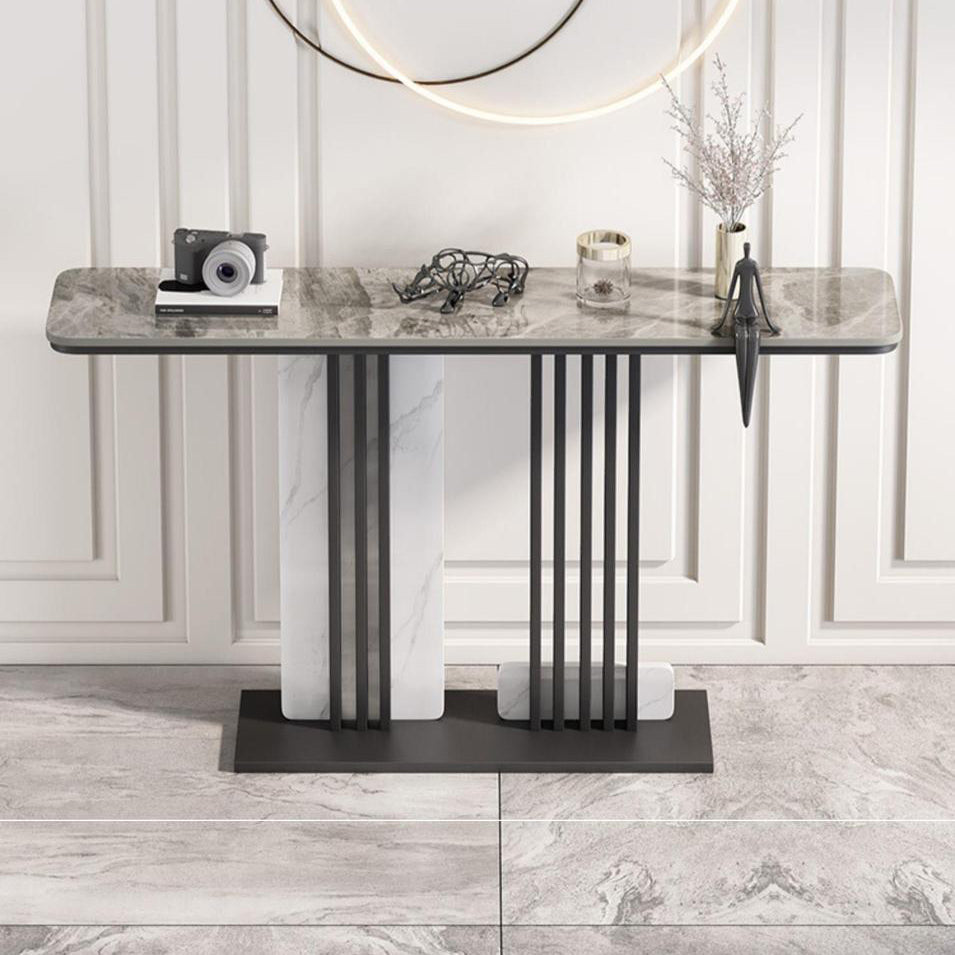 Scratch Resistant Rectangle Table 11.81" W x 31.49" H Stone Table for Hall