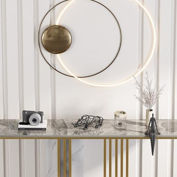 Scratch Resistant Rectangle Table 11.81" W x 31.49" H Stone Table for Hall