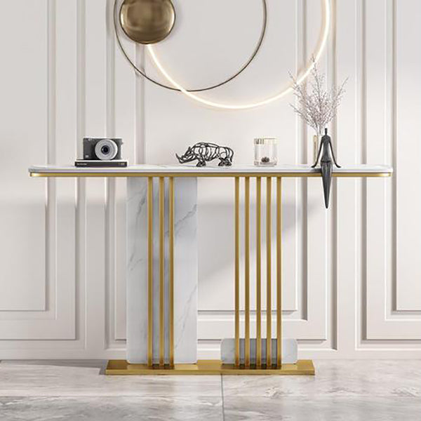 Scratch Resistant Rectangle Table 11.81" W x 31.49" H Stone Table for Hall