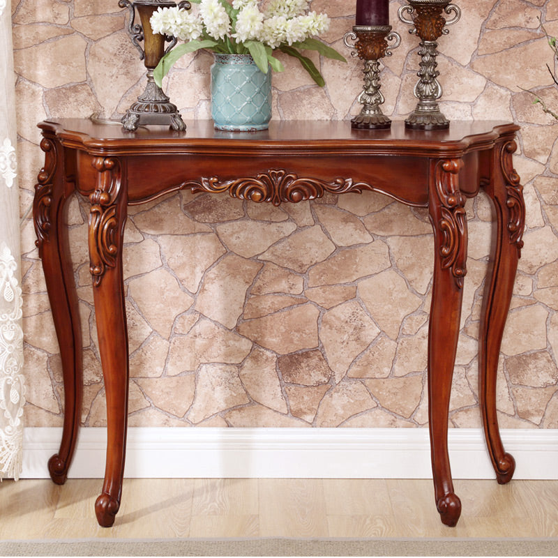 4 Legs Wood Half Moon Stain Resistant Console Table for Hall