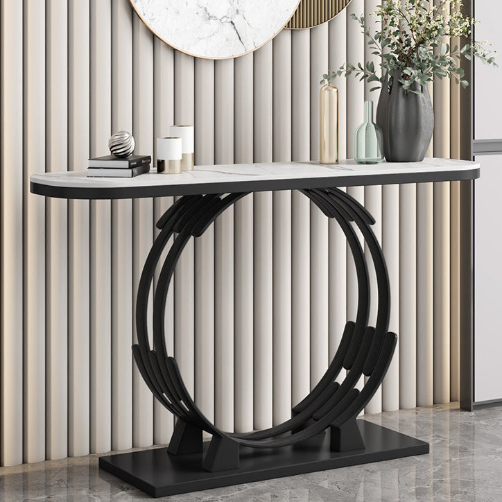 Glam Marble and Metal Rectangle Console Accent Table for Hall
