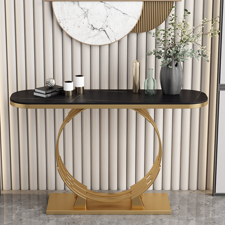 Glam Marble and Metal Rectangle Console Accent Table for Hall