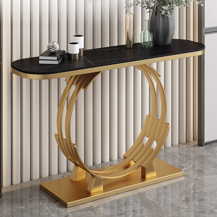 Glam Marble and Metal Rectangle Console Accent Table for Hall