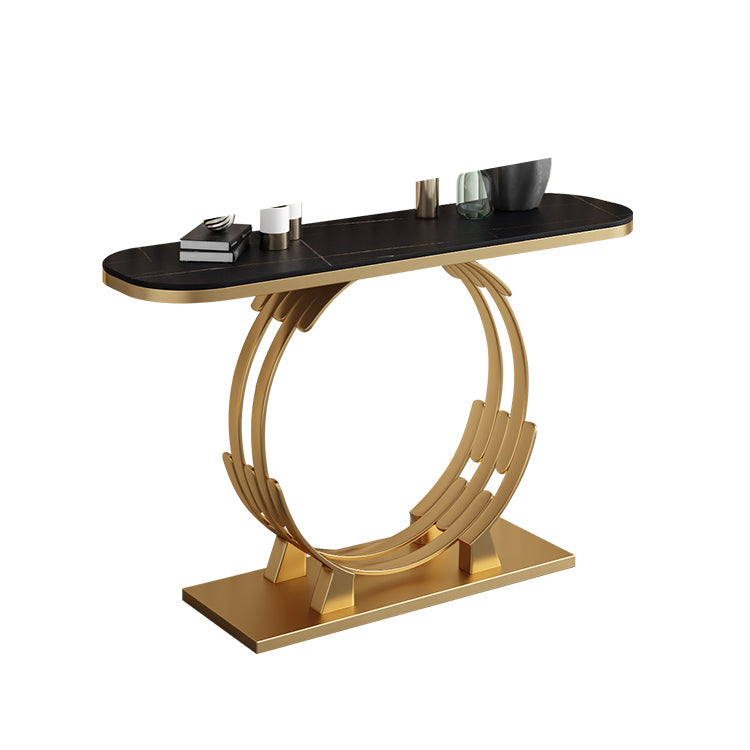 Glam Marble and Metal Rectangle Console Accent Table for Hall