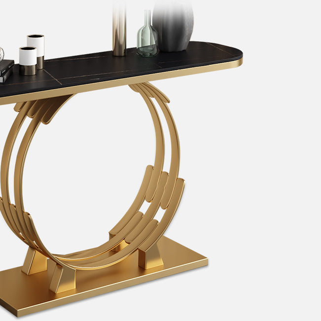 Glam Marble and Metal Rectangle Console Accent Table for Hall