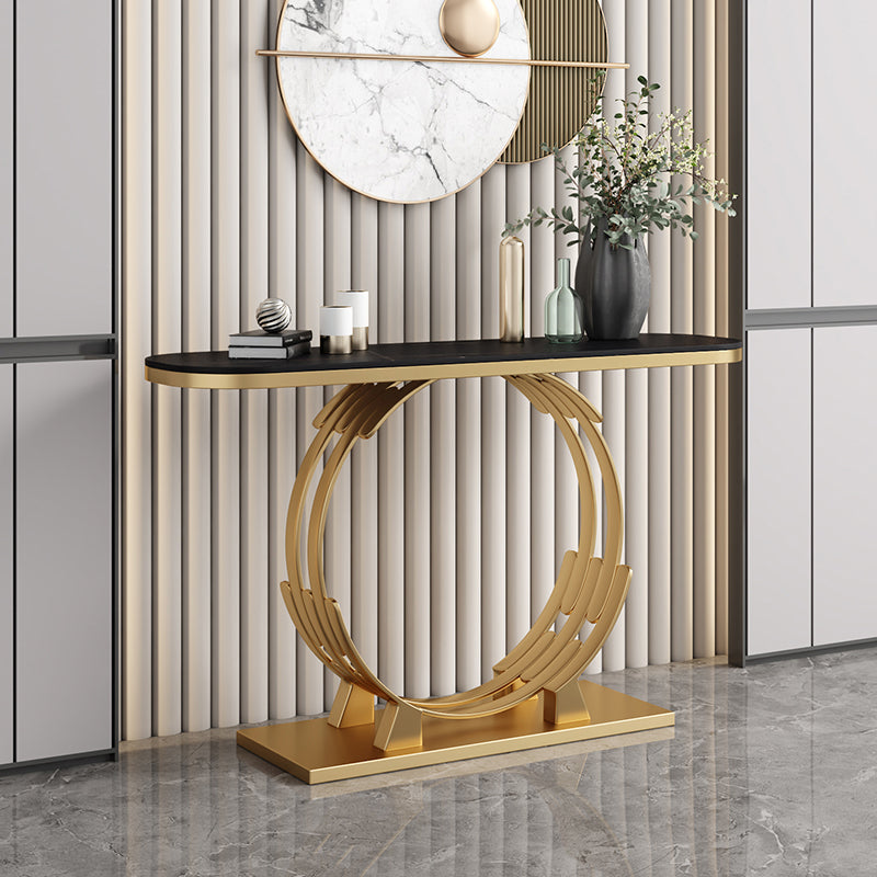 Glam Marble and Metal Rectangle Console Accent Table for Hall